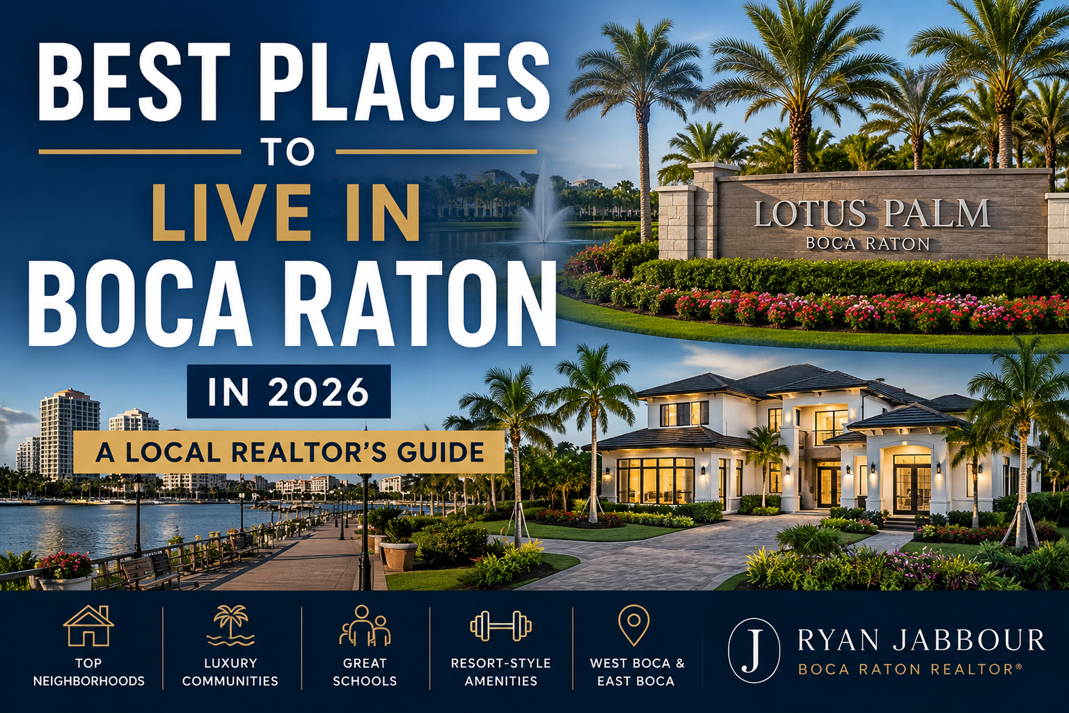 Best Places to Live in Boca Raton in 2026 featuring luxury communities, waterfront living, and West Boca neighborhoods